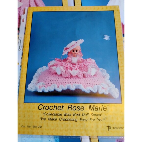 5) Crochet Patterns Bed Girl Doll Outfits TD Creations Collectable Dolls Series - Picture 8 of 11